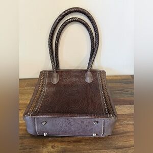 Embossed leather CC handbag